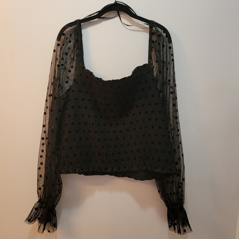 NWT Forever 21 Black on Black Polka Dot Shirt Size 3XL